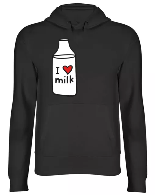 I Love Milk Hoodie Mens Womens Funny Milk Bottle Top Gift