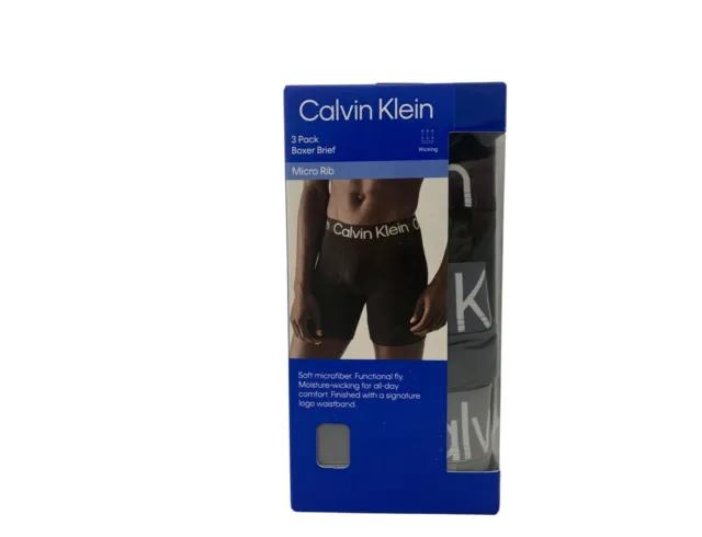 Calvin Klein Men's Boxer Brief Micro Rib 3Pk X Large Microfiber Moisture Wicking