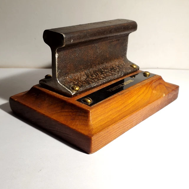 Antique Mining Ore Car Rail Track  Plaque Display Virtue Mine Cart Gold Miner