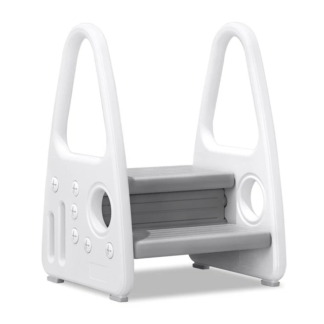 Sgabello bambino 2 livelli sgabello bambino antiscivolo scala a pedale sgabello grigio