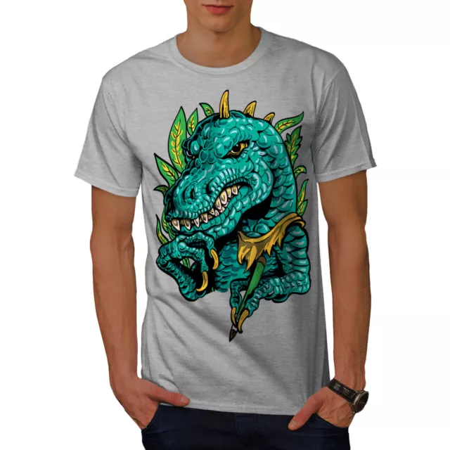 Wellcoda Cool Dinosaur Mens T-shirt, Reptile Graphic Design Printed Tee