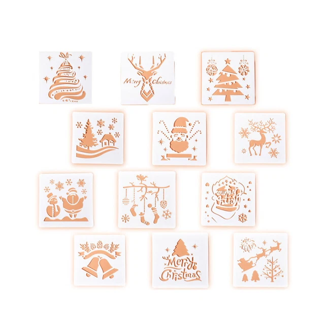 12 plantillas de Navidad diseño de Navidad cuadrado reutilizable