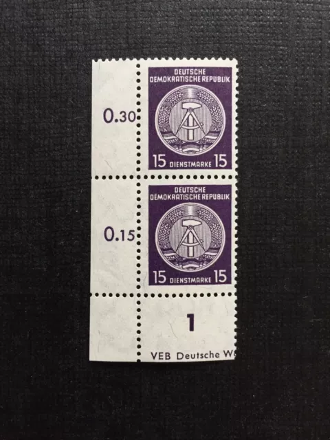 DDR Dienstmarken  Mi.Nr. 36y A  /  Senkrechtes Eckrand Paar  postfrisch