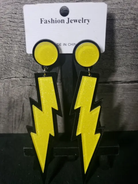 Lightning Bolt Flash Punk Goth Halloween Earrings Costume Jewelry Accessory