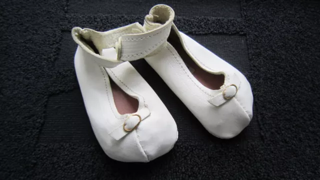 Zapatos Muñeca Vintage Par De Bailarinas Con Brides Talla 14 Piel Suave