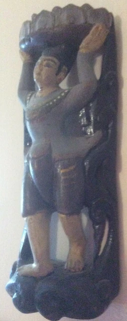 ANTIQUE Carved wood Buddha rounded sculpture BURMA Myanmar very FINE 3