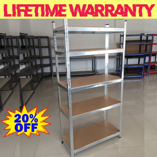 METAL GARAGE RACKING 5 Tier Shelving Unit Boltless Heavy Duty Shelf ...
