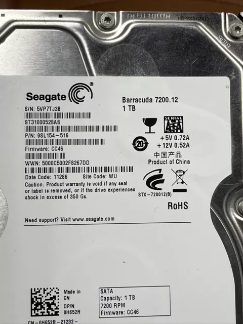 Seagate ST1000DM003 7200RPM 1TB SATA 3.5" hard disk drive HP 662621-003, tested