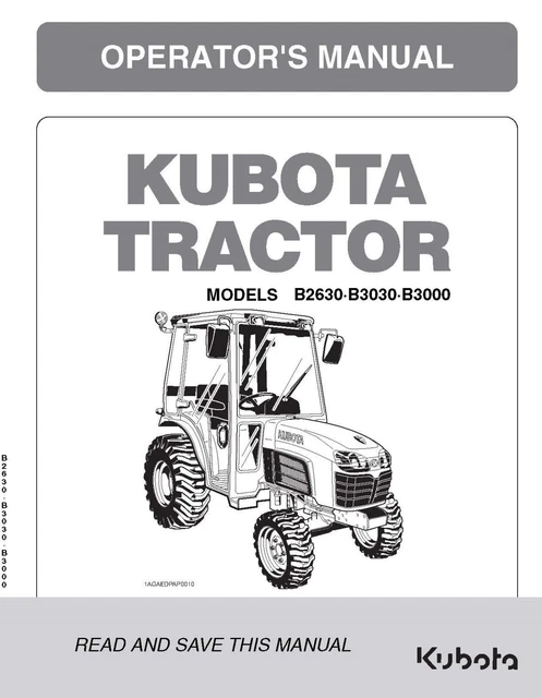 2630 3030 3000 Operators Maintenance Manual Kubota Tractor B2630 B3030 B3000