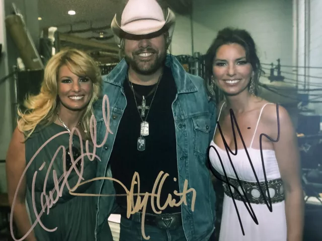 Toby Keith, Faith Hill & Shania Twain Autographed 8x10 Photo With COA Country