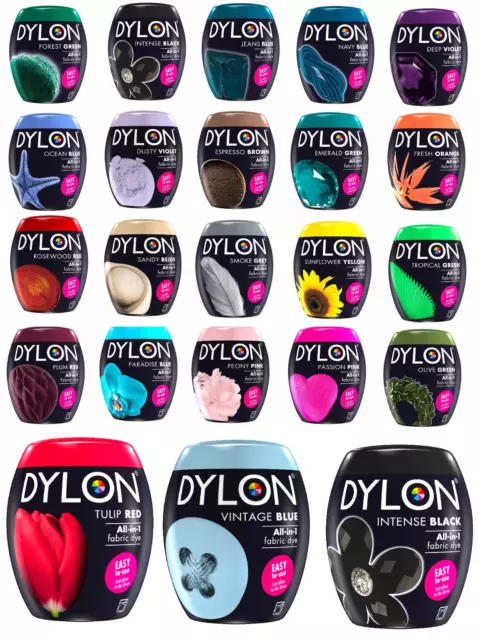 ALL COLOURS DYLON FABRIC & CLOTHES DYE MACHINE WASH 350g POD INCLUDES SALT