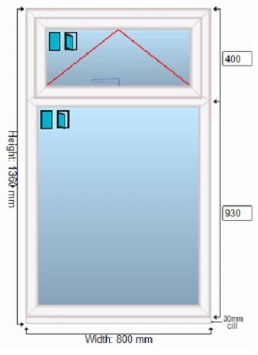 2 WINDOW UPVC Double Glazed WHITE - 1360mmX800mm & 1360 x 1210mm - Bespoke