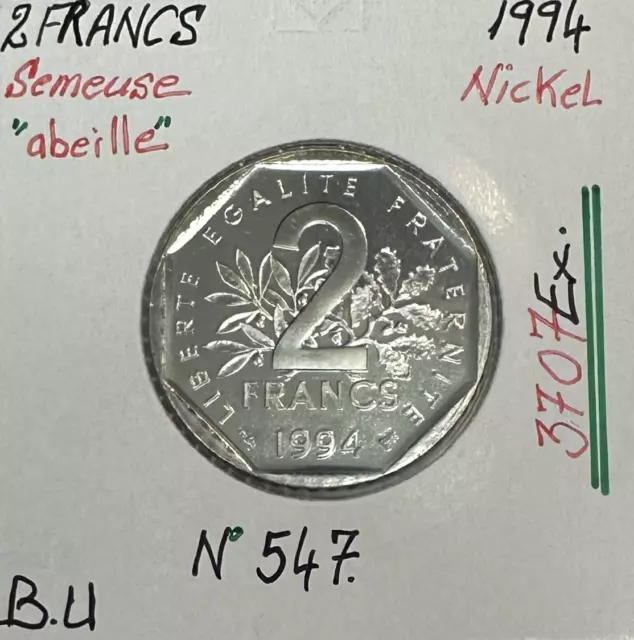 2 FRANCS SEMEUSE - 1994 - Pièce de Monnaie en Nickel avec Différent Abeille