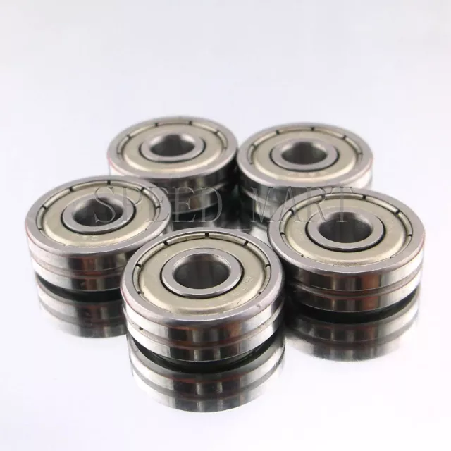 5 PCS V608ZZ 608VV V Groove Guide Pulley Rail Ball Bearings Metal (8mm*22mm*7mm)