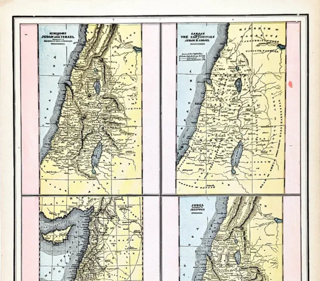 1898 Israel Judea Map Jerusalem Syria Kingdom Of Judah Canaan Dead Sea Josephus