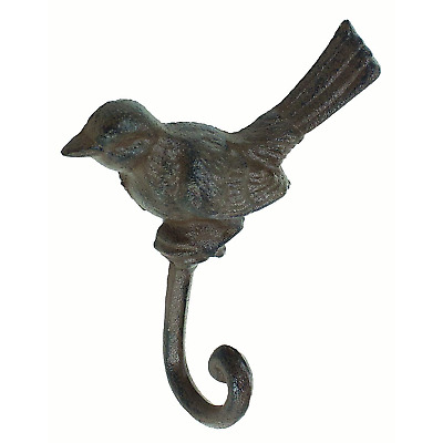 Bird Wall Hook 4.5" Cast Iron Rustic Brown Color