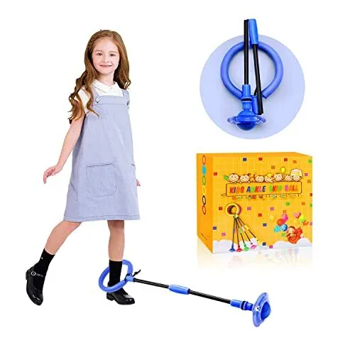 Skip Ball for Kids, Foldable Colorful Flashing Wheel Ankle Skip it Swing Ball,