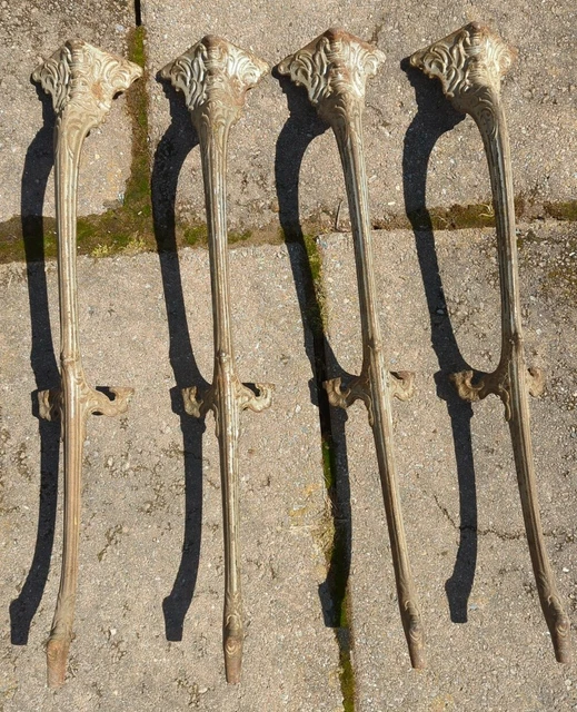 4 Original 27" Antique Ornate Legs Heavy Cast Iron with 2nd Shelf Brackets