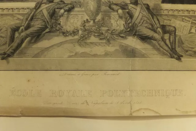 Ecole Royale Polytechnique, visit Napoleon 28 April 1815, original engraving 8