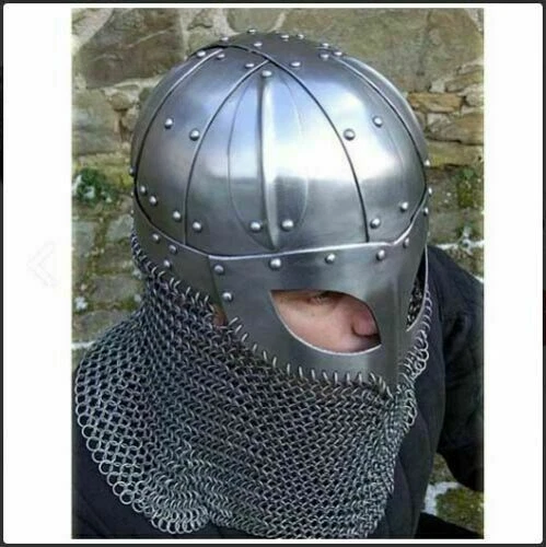 Historischer mittelalterlicher Wikingerhelm Battle Armor + 18G Stahl mit...