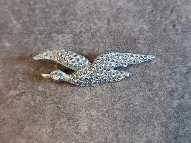 Pince/broche Argent Massif XIXe – Image De Saint Avec Cerf Et Oiseau, émaux – Occasion