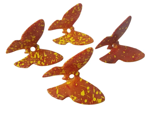 4 Vintage Plastic Faux Ceramic Speckled Butterfly Beads Macrame Plant Hangers