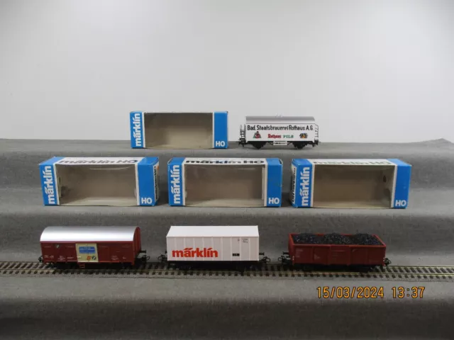 Märklin pista H0 varios vagones de mercancías juego de 4 piezas en embalaje original S99