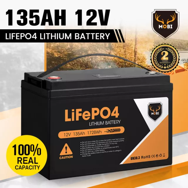MOBI 135AH Lithium Iron Phosphate Battery LiFePO4 4WD RV 12V Deep Cycle Battery