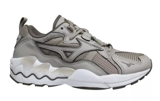 Mizuno Sport Style Wave Rider 1 Taupe Lace Up Mens Running Trainers D1GA192750
