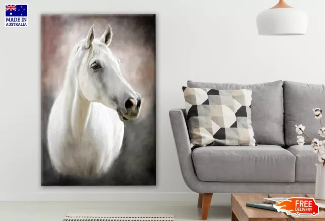 White Horse Portrait Painting Wall Canvas Home Decor Australian Made Quality