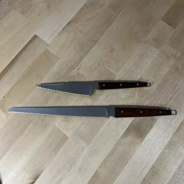 VTG Ekco Flint Stainless Ham Bread Chefs Knives Serrated Edge Lot Of 2