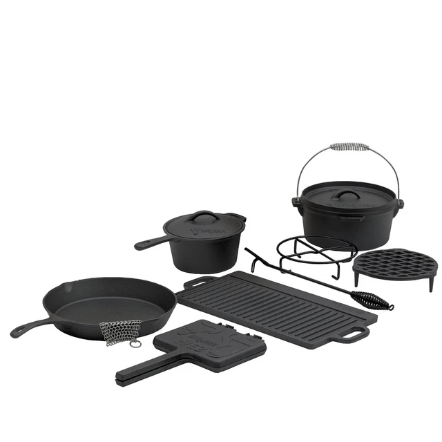 BBQ-Toro Dutch Oven Set 10-teilig, 4.5 QT Feuertopf + Deckelheber &mehr *B-Ware*