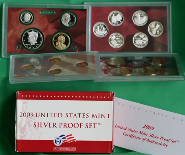 2009 S ANNUAL 18 Coin 90% SILVER Proof Set United States Mint with Box and COA