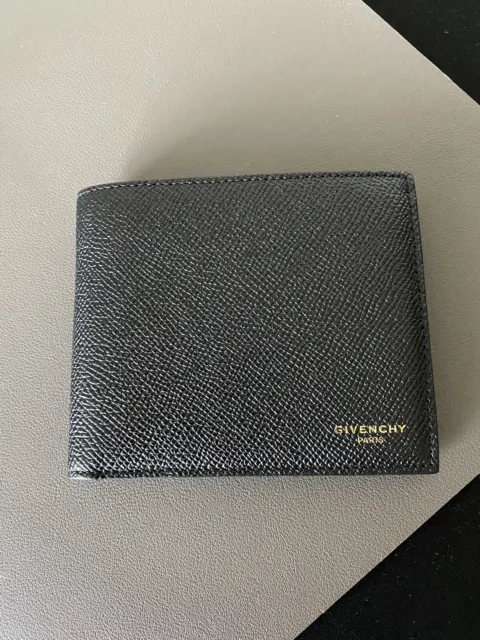 GIVENCHY Men's Black Leather Textured Bi-fold Wallet