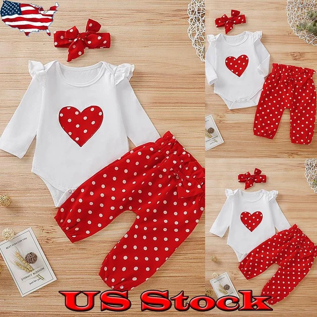 Infant Newborn Baby Girl Romper Jumpsuit Tops Pants Headband Outfits Clothes Set