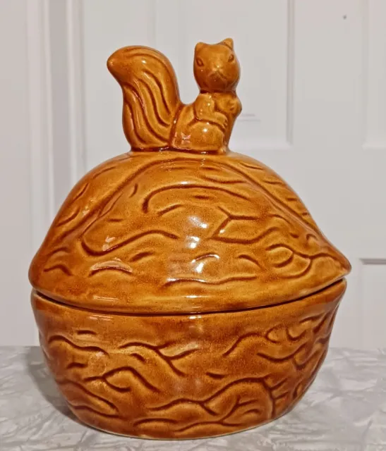 Vintage 1980s Squirrel On Nut Candy Nut Covered Dish