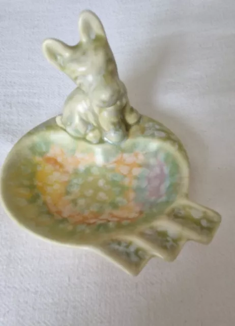 Vintage Rare Beswick Scottie Dog Art Deco Green Marbling Ashtray  VGC