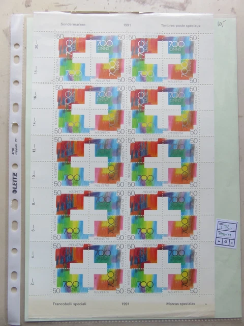Briefmarken-Bogen Schweiz 1991, "700 Jahre Eidgenossenschaft"