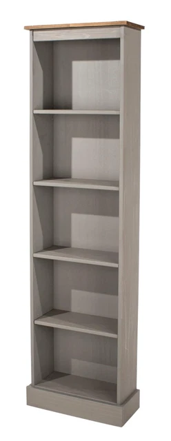 Libreria in pino massello grigio 5 livelli alta display stretto scaffalature mobili da riporre