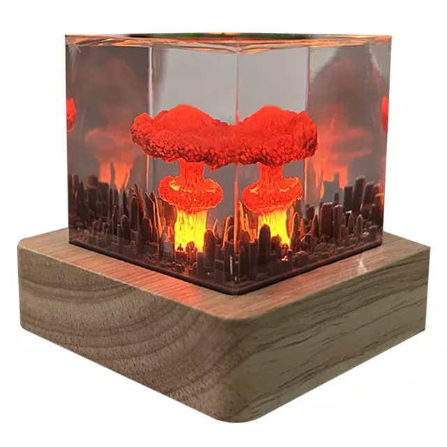 USB Novelty Nuclear Light 3D Atomic Atmosphere Lamp Resin Mushroom Cloud Light