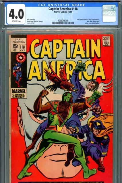 Captain America #118 CGC GRADED 4.0 - Red Skull app - 2nd app of Falcon/Redwing