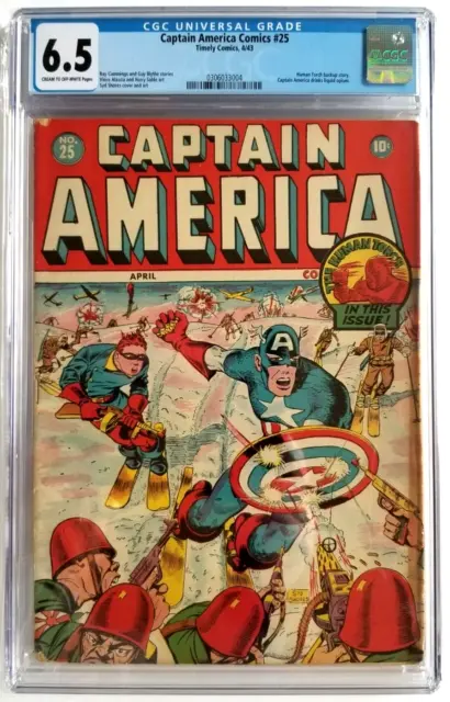 Captain America Comics #25 Cgc F+ 6.5 (Timely 1943) Cap Drinks Liquid Opium