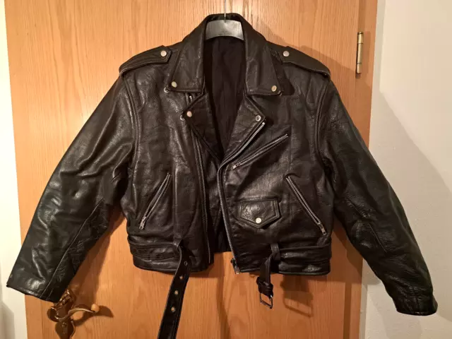 Vintage Biker Motorrad Lederjacke schwarz Gr. 52, gepflegt, Nichtraucher