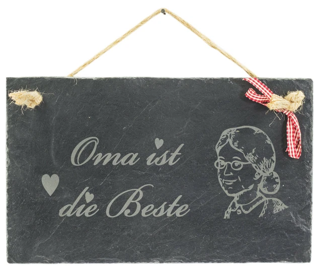 Schiefertafel 'Bei Oma Schmeckt Es Am Besten' – Wanddekoration 22x16 Cm