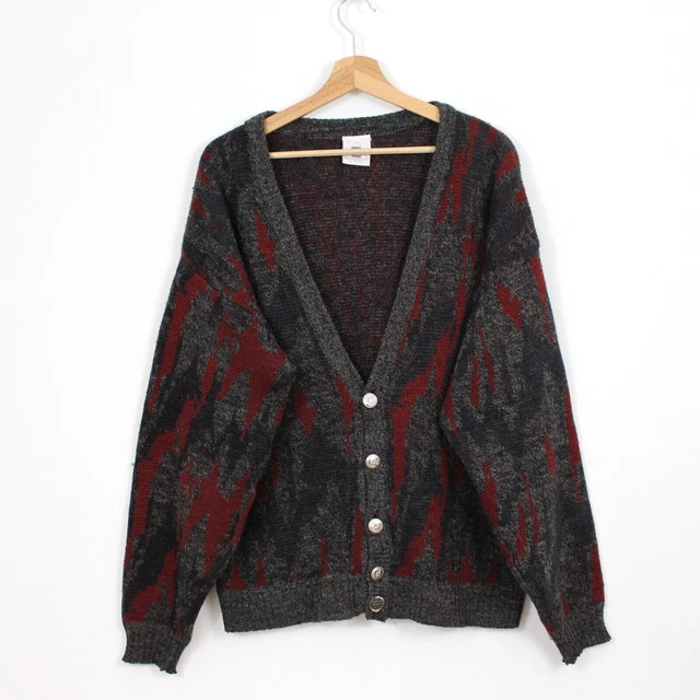 Vtg New Fast Men Grey Red Button Cardigan Sweater Wool Nordic Icelandic Size M/L Vtg New Fast Men Grey Red Button Cardigan Sweater Wool Nordic Icelandic Size M/L