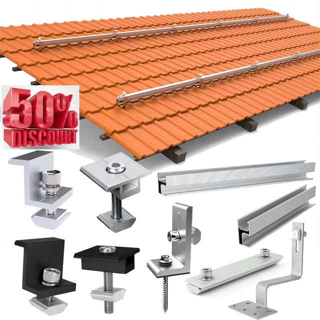 SUPPORTO PANNELLO SOLARE lamiera trapezoidale tetto piano alluminio