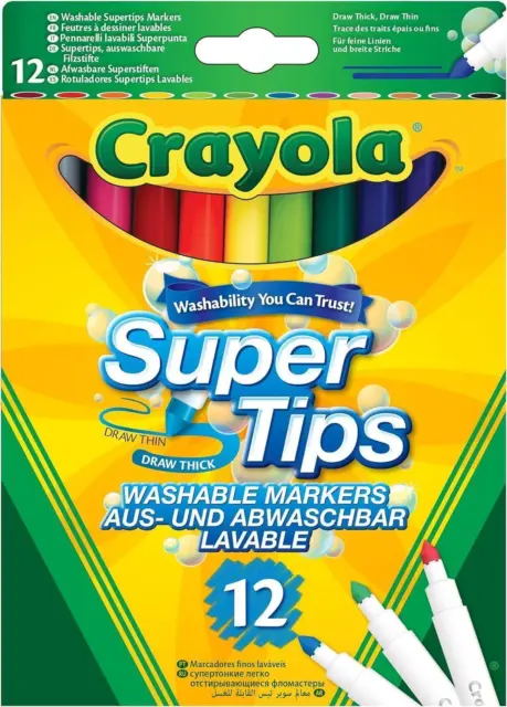 Crayola 12 SUPERTIPS WASHABLE MARKERS Kids Play Creative Pens