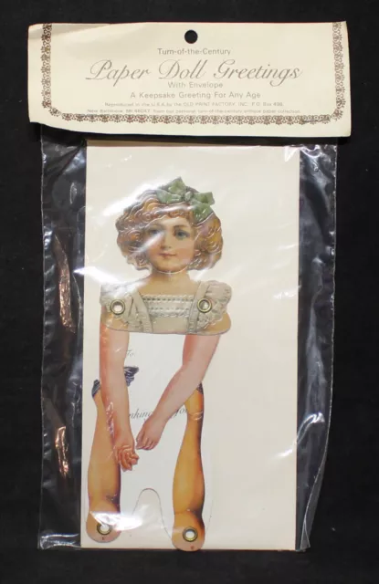 Turn- Of-The-Century Reproduced Girl Paper Doll Greetings With Envelope