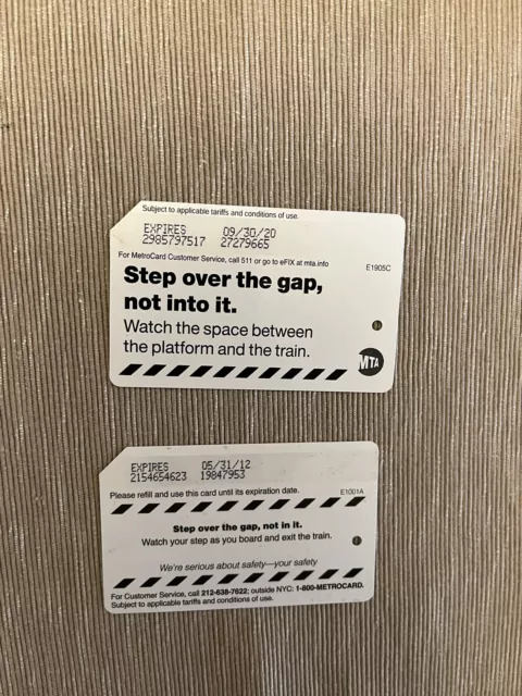 NYCT MTA MetroCard - Step over the gap,  not into it (2 diff. versions)