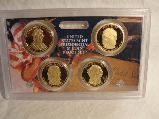 2009 U.S. Mint Presidential 1$ Dollar 4 Coin Proof Set Complete With Box & COA